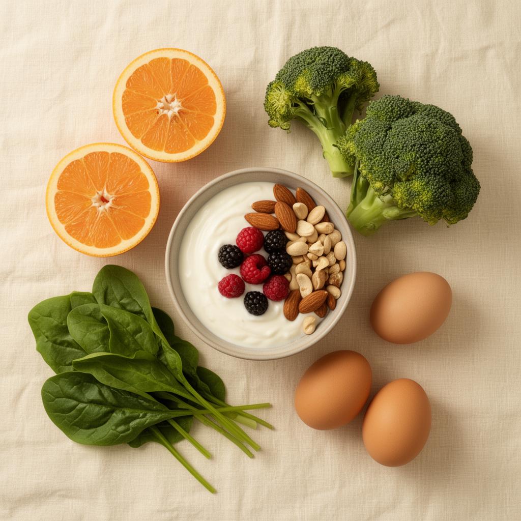 Fresh whole foods flat lay