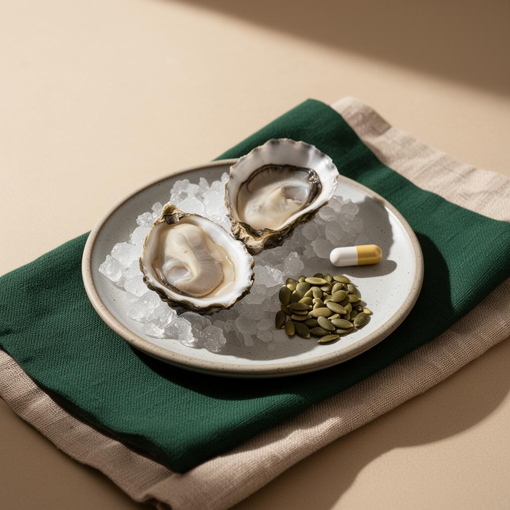 Zinc food and supplement still life